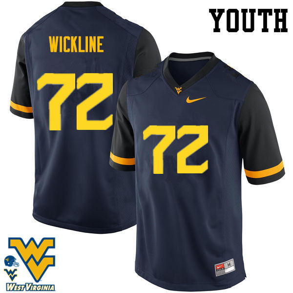 Youth #72 Kelby Wickline West Virginia Mountaineers College Football Jerseys-Navy